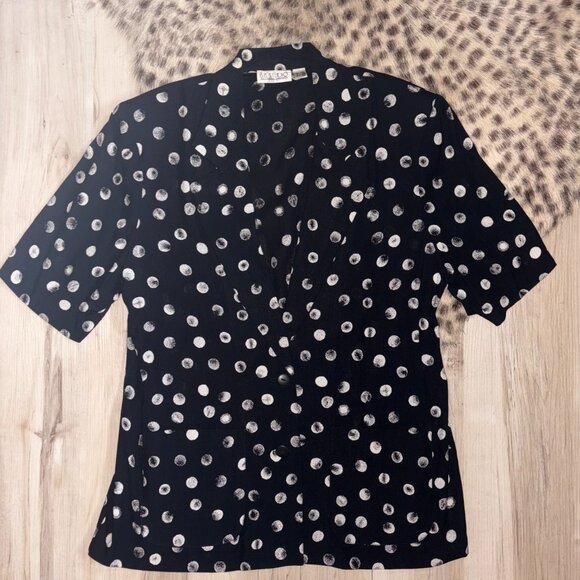 Vintage B.B. Studio Polka Dot Short Sleeve Blazer 7/8 - Picture 2 of 6